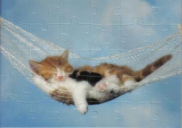 Puzzle-Postkarte Schlummerkatze