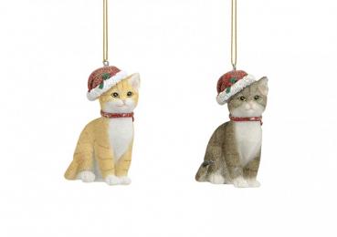 Christbaumschmuck Weihnachtskatze 2 er Set