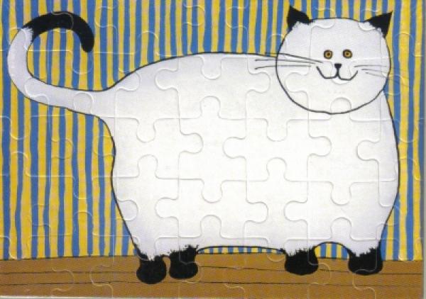 Postkarten-Puzzle Fat Cat