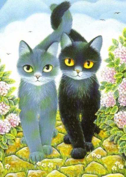 Postkarte Katzenpärchen